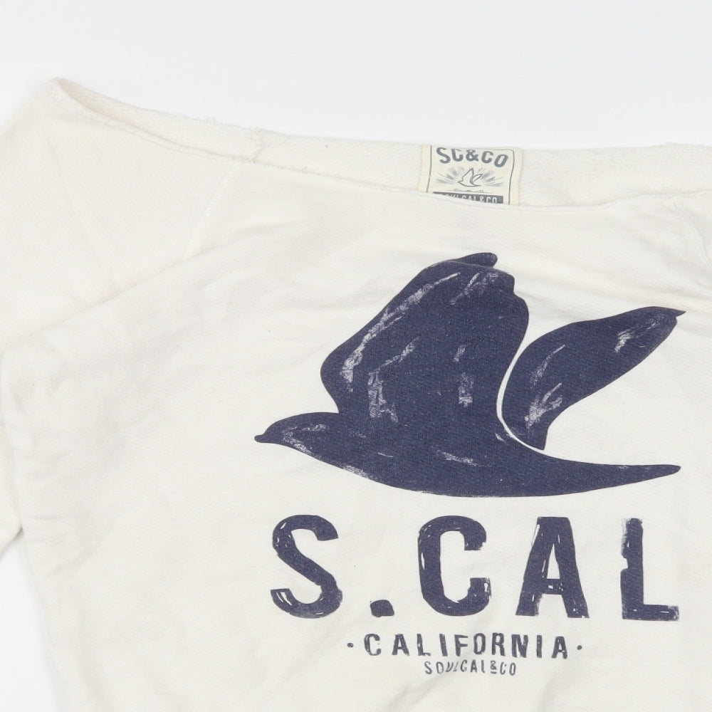 SC&CO Womens White  Jersey Pullover Sweatshirt Size 10