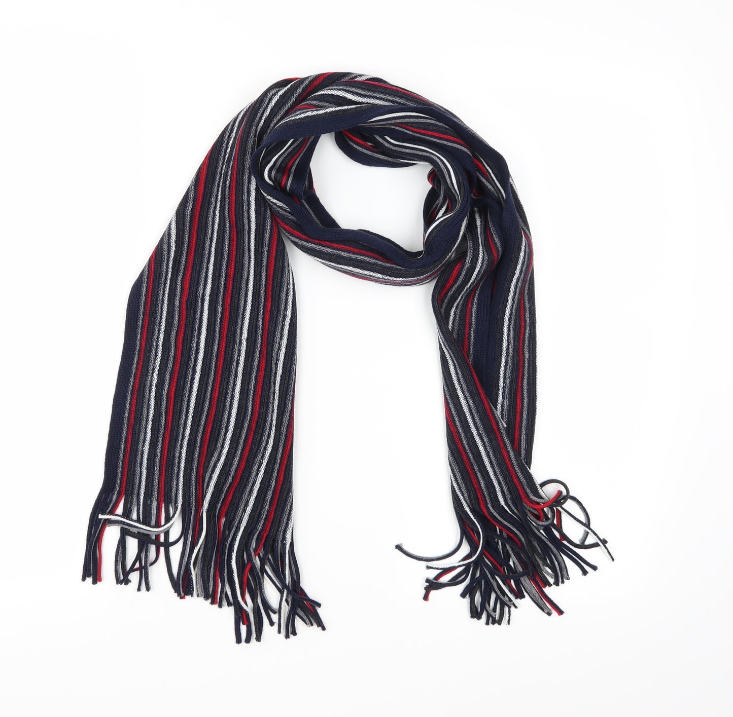 Preworn Mens Blue Striped Knit Scarf  One Size