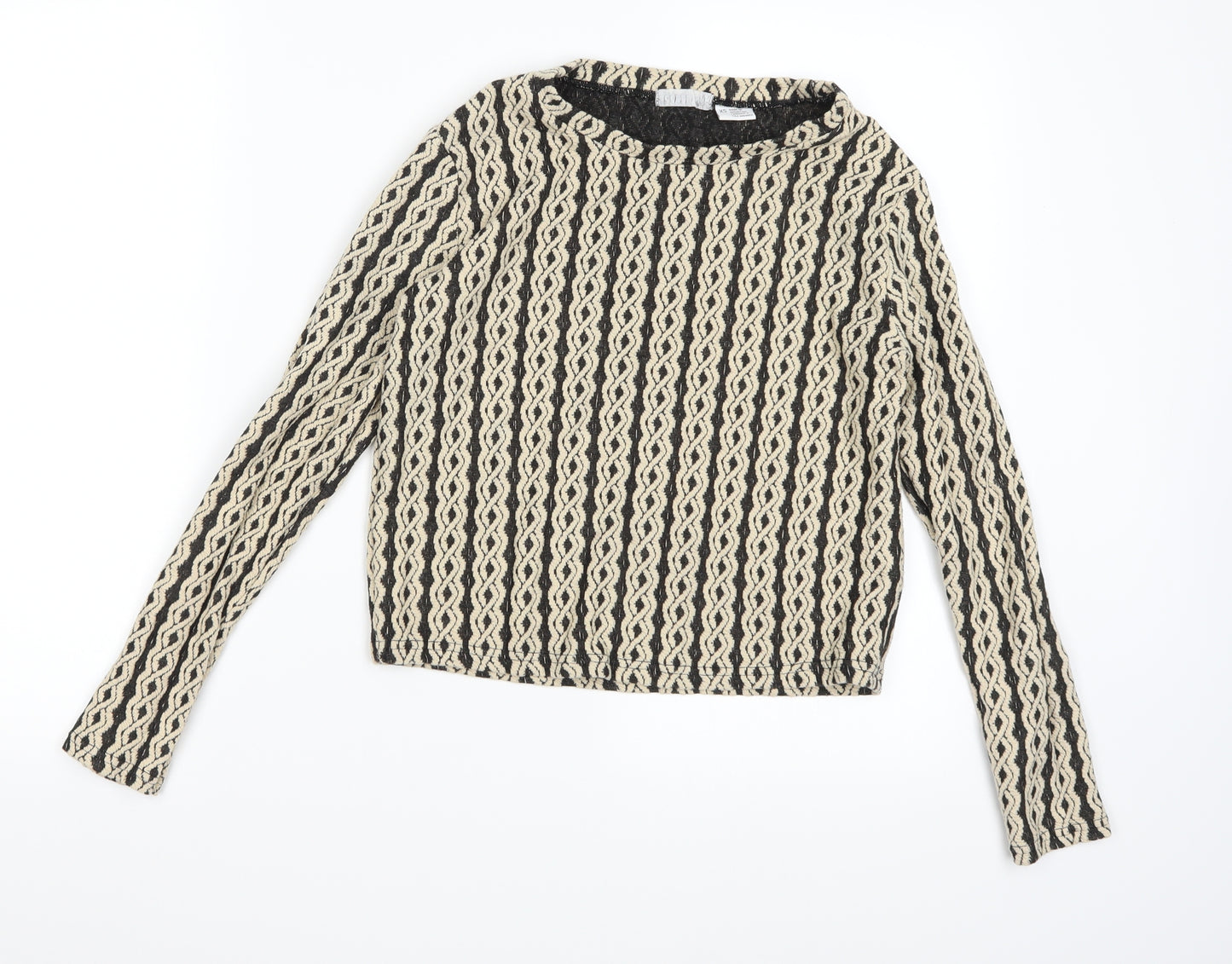 Cooperative Womens Black Striped  Pullover Sweatshirt Size XS