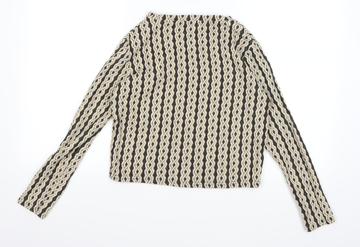 Cooperative Womens Black Striped  Pullover Sweatshirt Size XS
