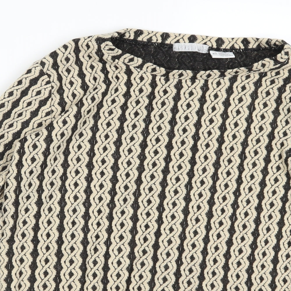 Cooperative Womens Black Striped  Pullover Sweatshirt Size XS