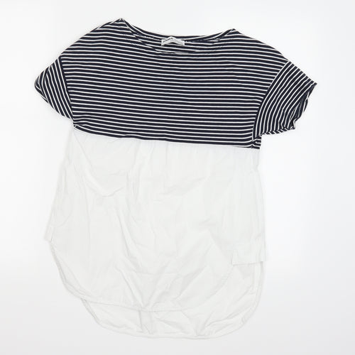 ZARA  Womens Blue Striped  Basic T-Shirt Size S