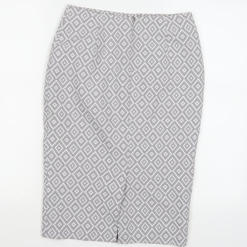 Marks and Spencer Womens Grey Geometric  A-Line Skirt Size 8