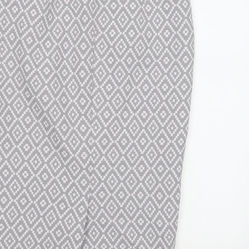 Marks and Spencer Womens Grey Geometric  A-Line Skirt Size 8