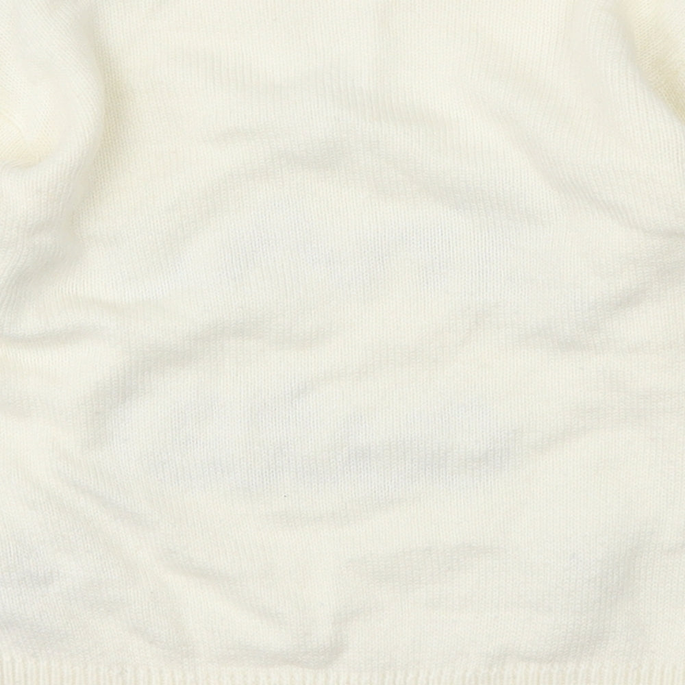 F&F Girls White  Knit Pullover Jumper Size 5-6 Years