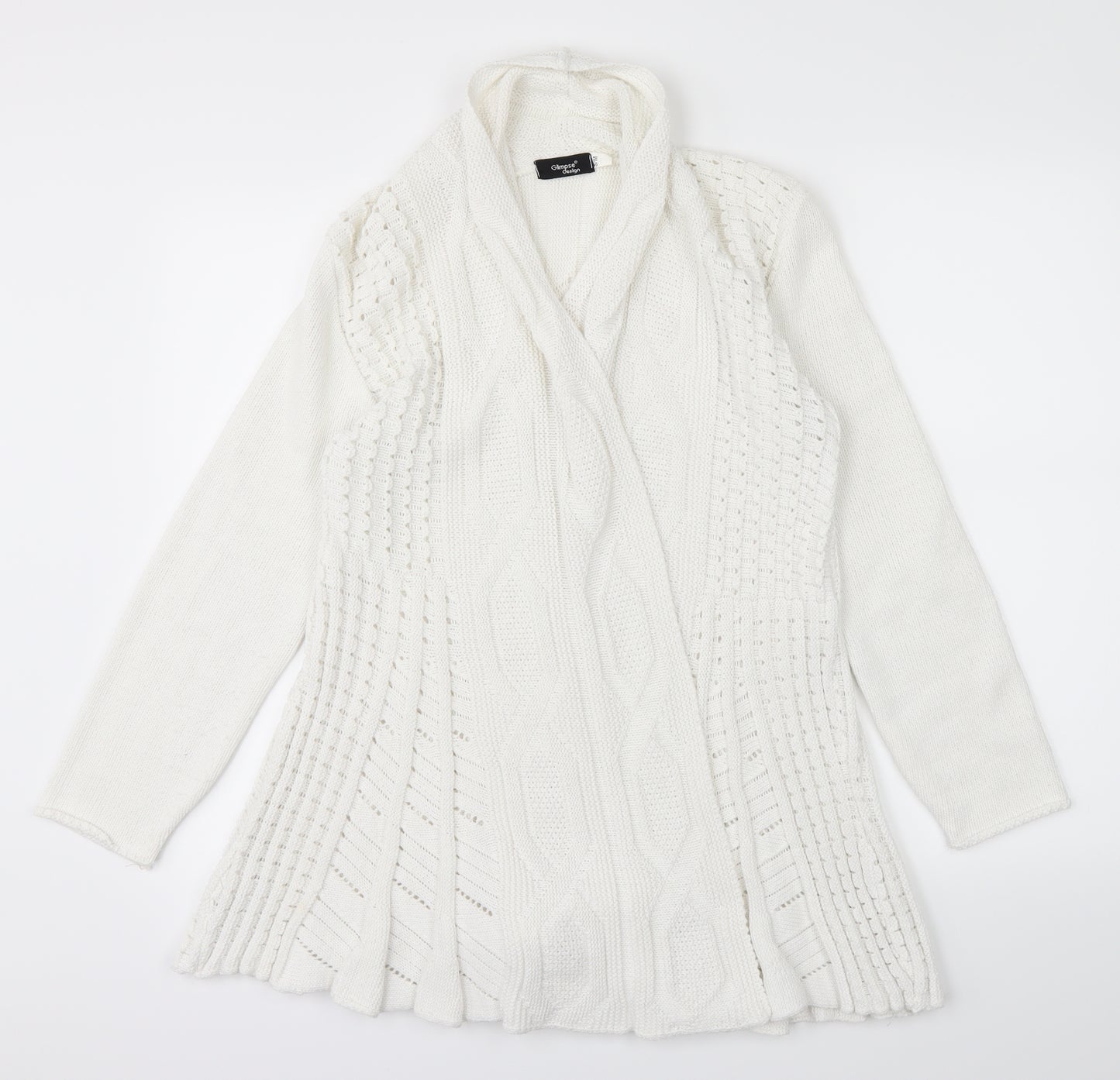 Glimpse Design Womens White  Knit Cardigan Jumper Size S