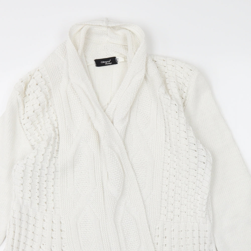 Glimpse Design Womens White  Knit Cardigan Jumper Size S