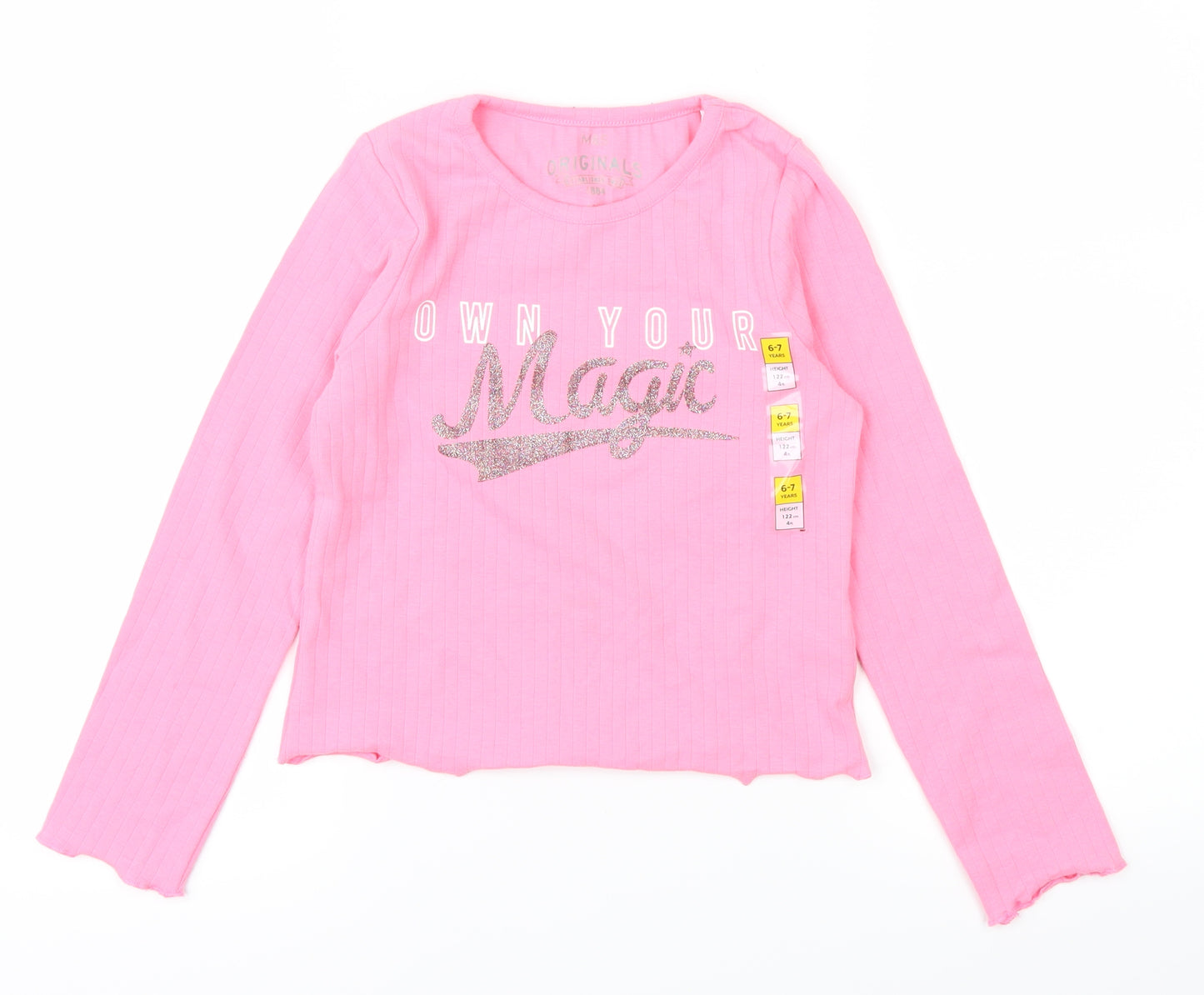 M&S Girls Pink   Basic T-Shirt Size 6-7 Years
