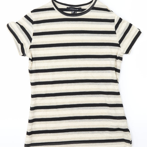 Atmosphere Womens White Striped  Basic T-Shirt Size 6