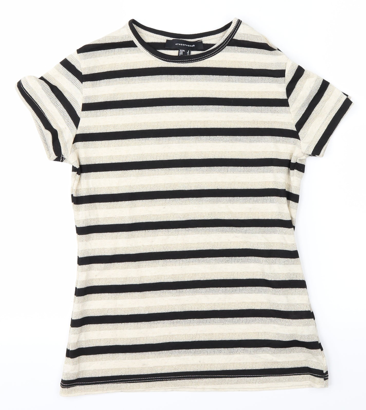 Atmosphere Womens White Striped  Basic T-Shirt Size 6