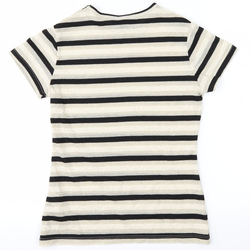 Atmosphere Womens White Striped  Basic T-Shirt Size 6