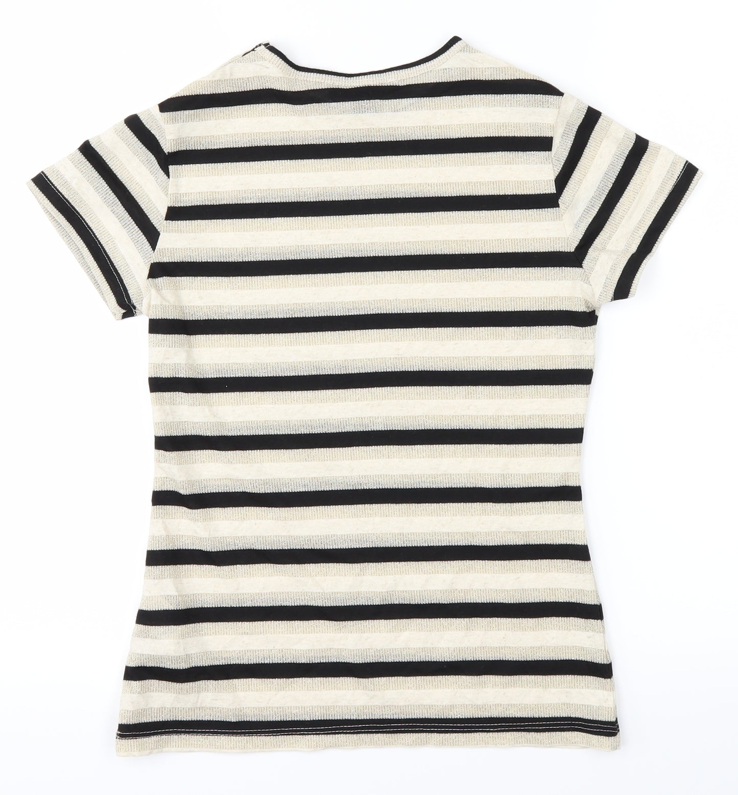 Atmosphere Womens White Striped  Basic T-Shirt Size 6