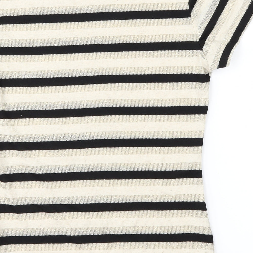 Atmosphere Womens White Striped  Basic T-Shirt Size 6