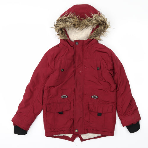 M&Co Girls Red   Basic Coat Coat Size 7-8 Years