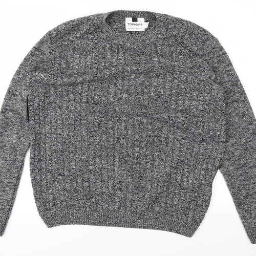 Topman Mens Grey  Knit Pullover Jumper Size S