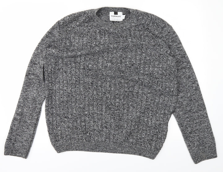 Topman Mens Grey Knit Pullover Jumper Size S