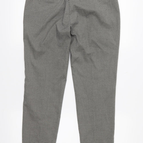 Mango Womens Grey Houndstooth  Cropped Trousers Size 8 L27 in