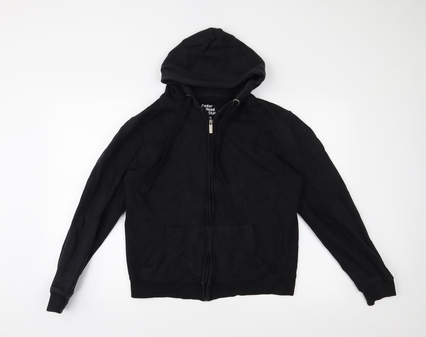 Cedar Wood State Mens Black   Full Zip Hoodie Size M