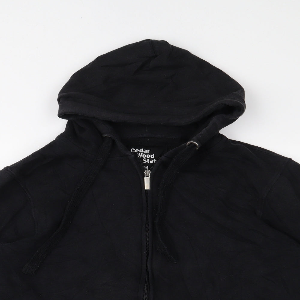 Cedar Wood State Mens Black   Full Zip Hoodie Size M