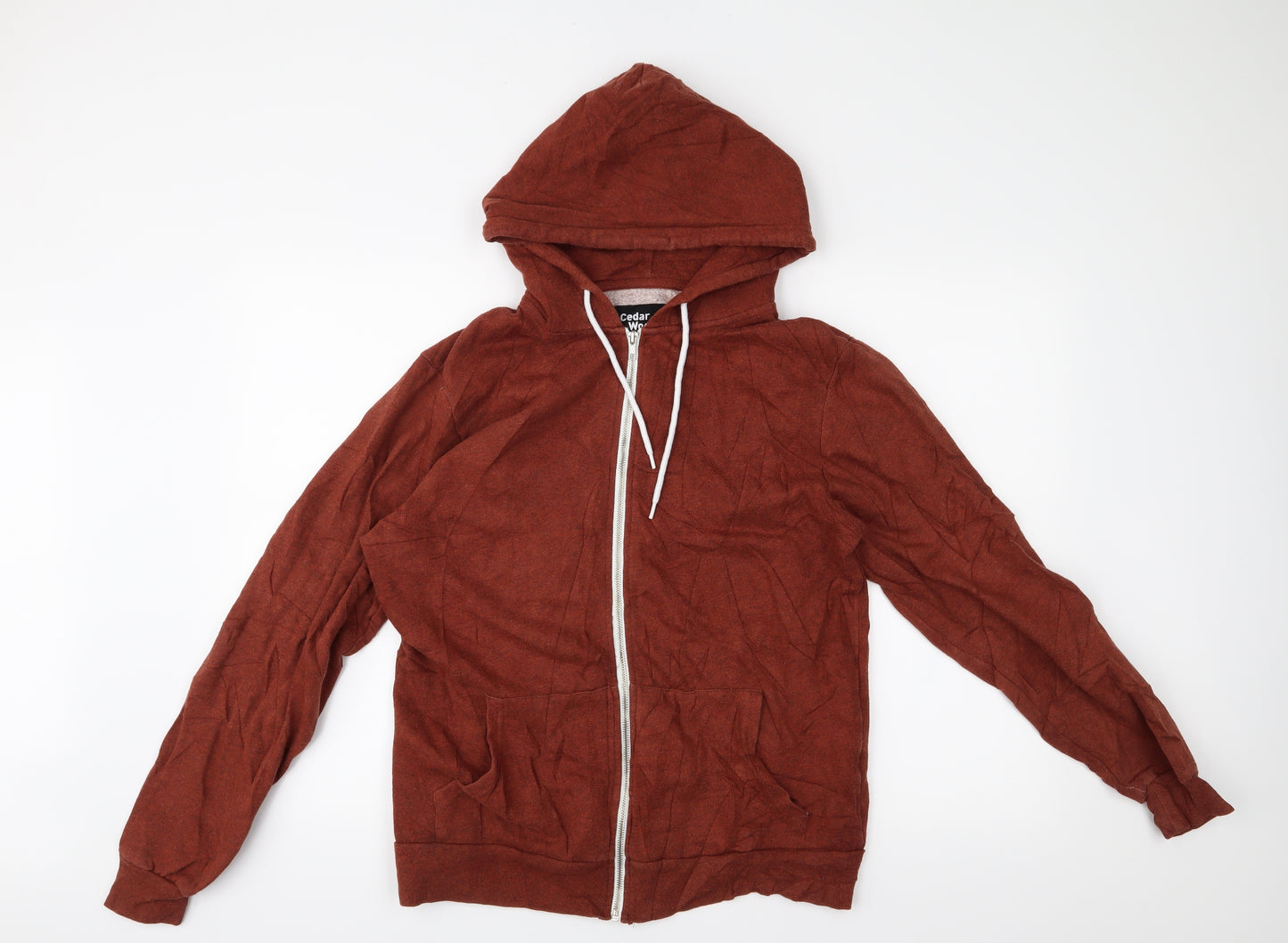 Cedar Wood State Mens Orange   Full Zip Hoodie Size M