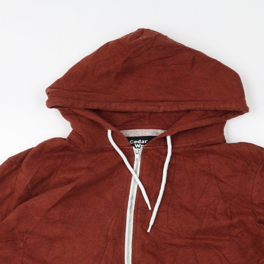 Cedar Wood State Mens Orange   Full Zip Hoodie Size M