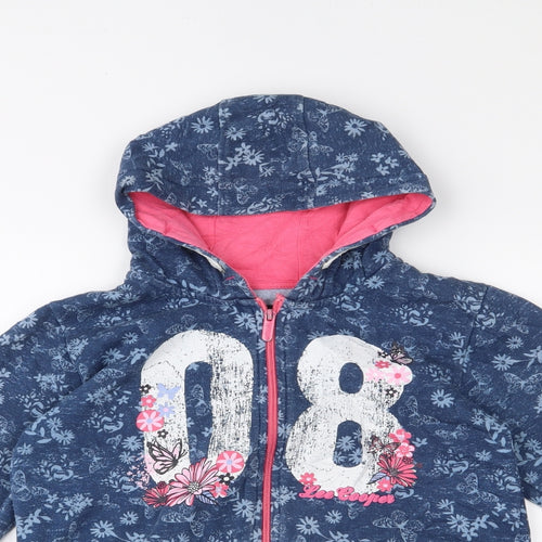 Lee Cooper Girls Blue Floral  Full Zip Hoodie Size 13 Years