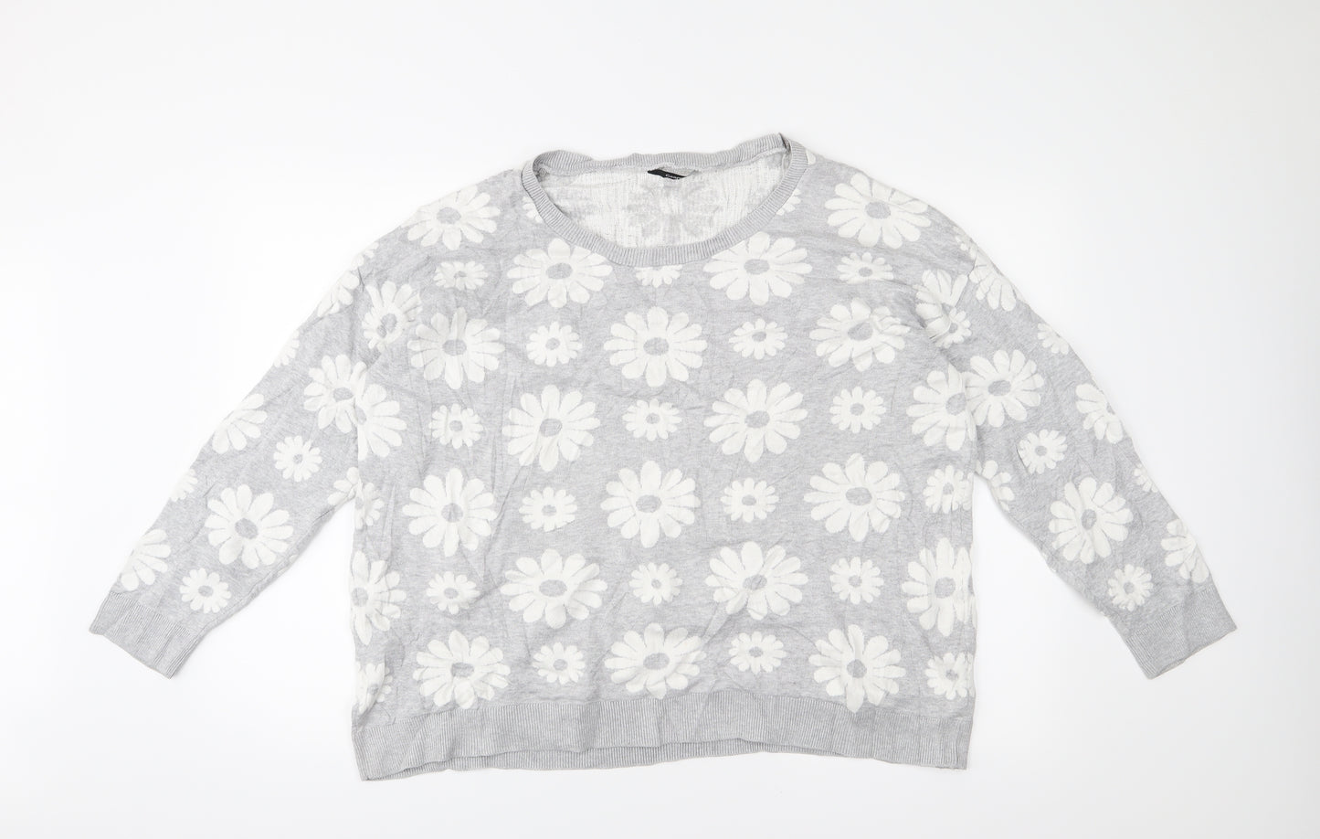 George Womens Grey Floral  Pullover Jumper Size 20