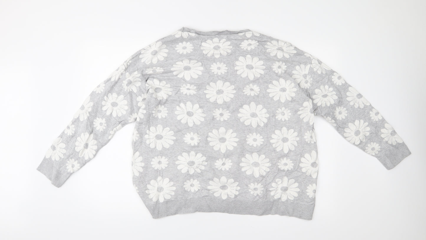 George Womens Grey Floral  Pullover Jumper Size 20