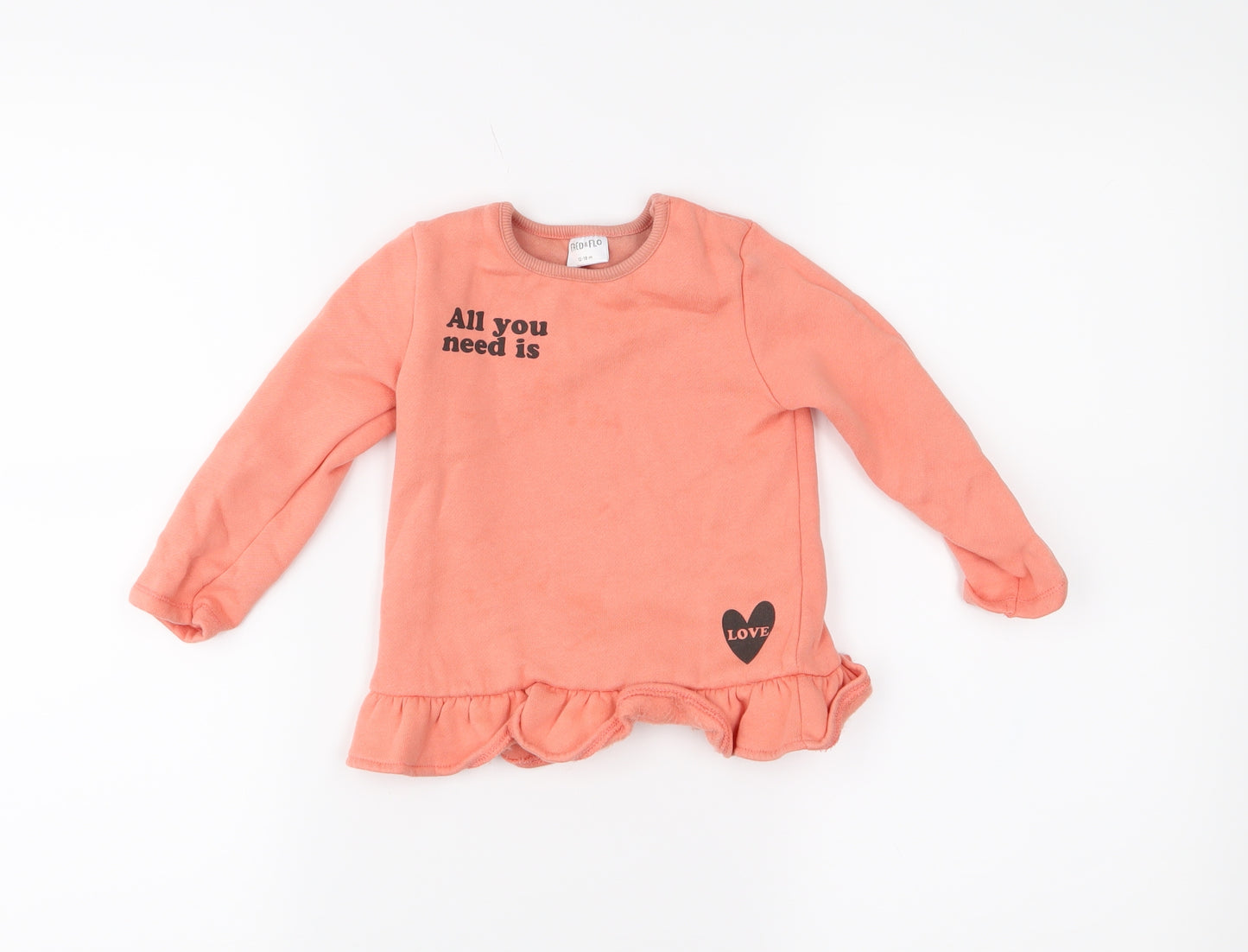 Fred & Flo Girls Pink   Pullover Jumper Size 12-18 Months