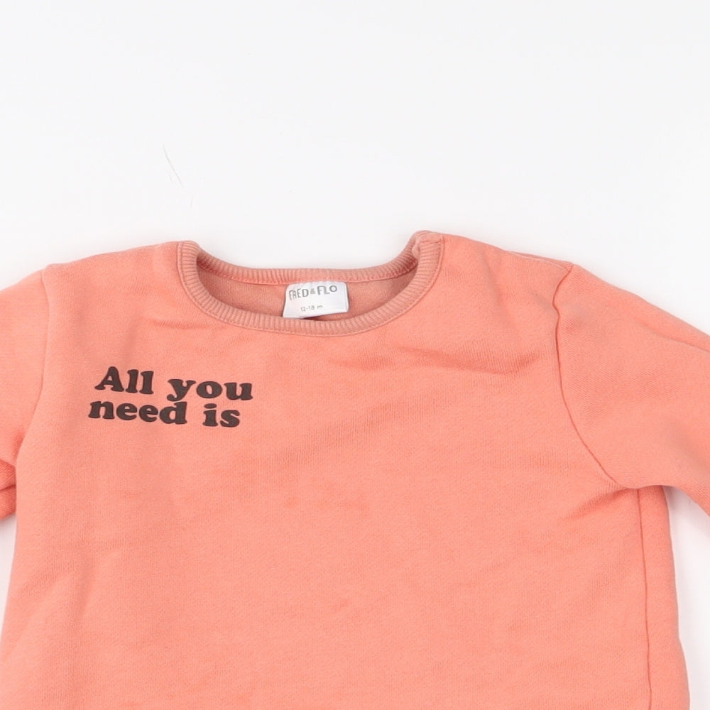 Fred & Flo Girls Pink   Pullover Jumper Size 12-18 Months