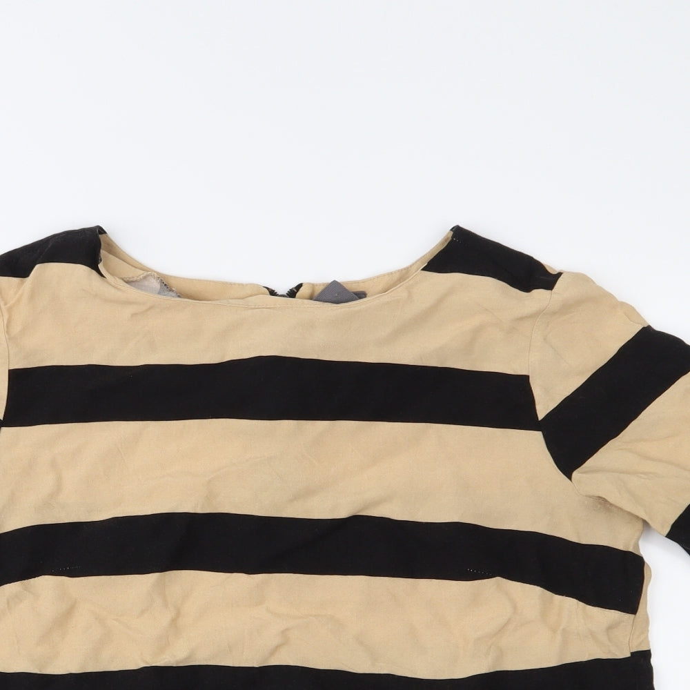 VERO MODA Womens Black Striped  Basic Blouse Size M
