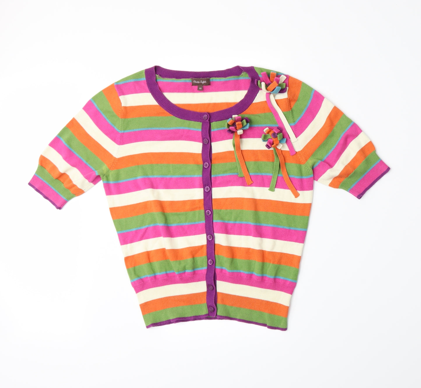 Phase Eight Womens Multicoloured Striped Knit Cardigan Jumper Size 10