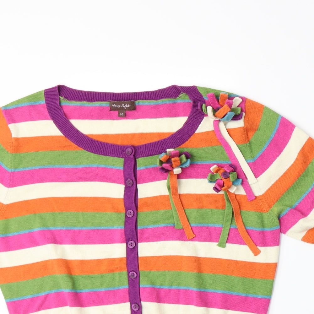 Phase Eight Womens Multicoloured Striped Knit Cardigan Jumper Size 10