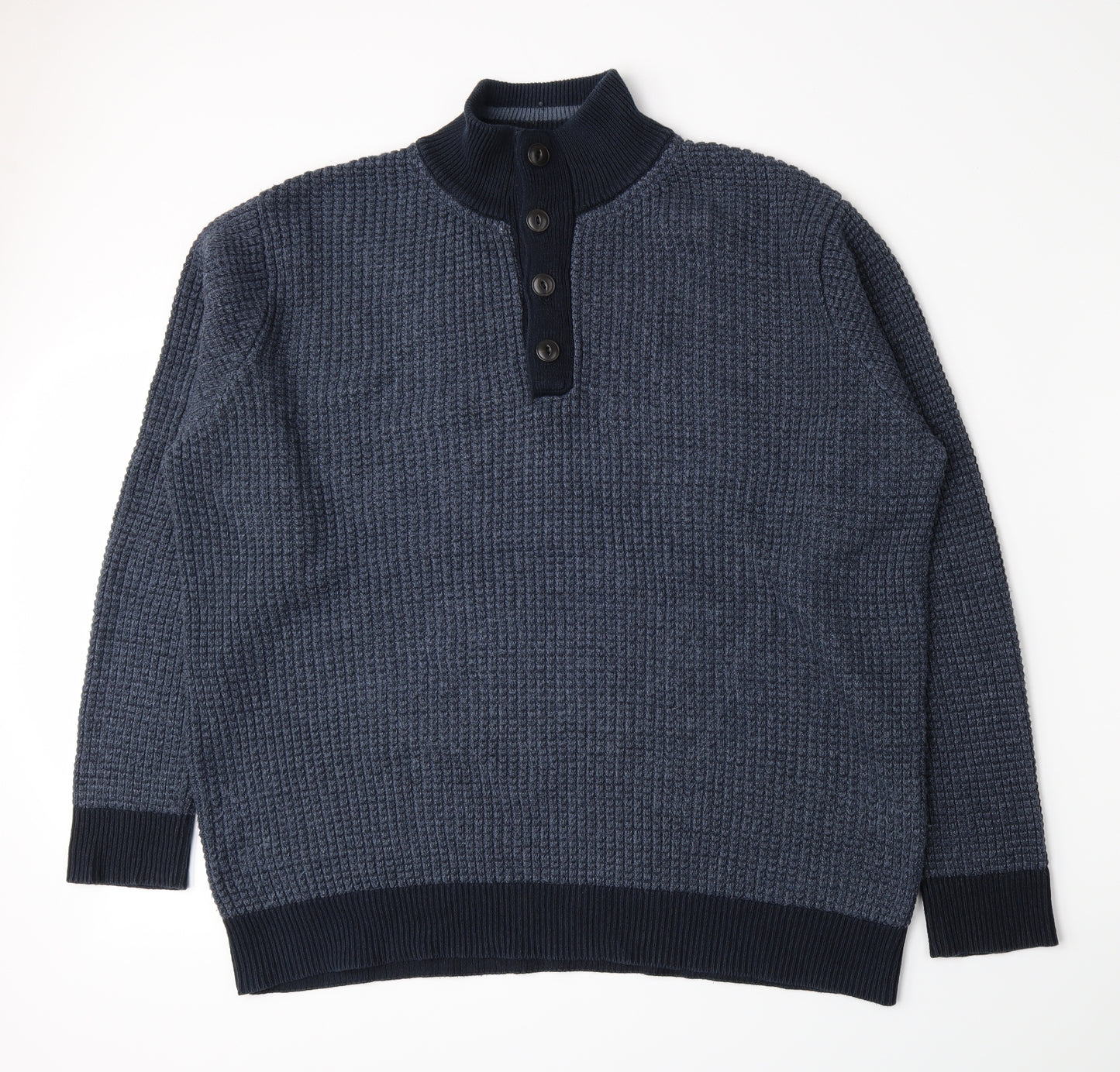 Boston Crew Mens Blue  Knit Henley Jumper Size 2XL