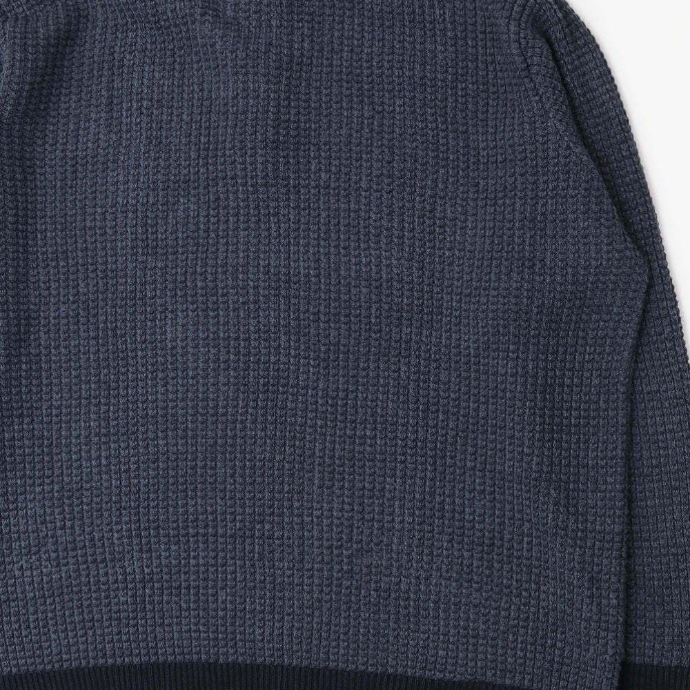 Boston Crew Mens Blue  Knit Henley Jumper Size 2XL