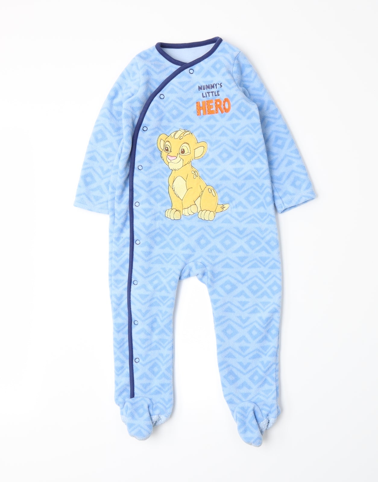 Disney Baby Boys Blue Geometric  Babygrow One-Piece Size 12-18 Months