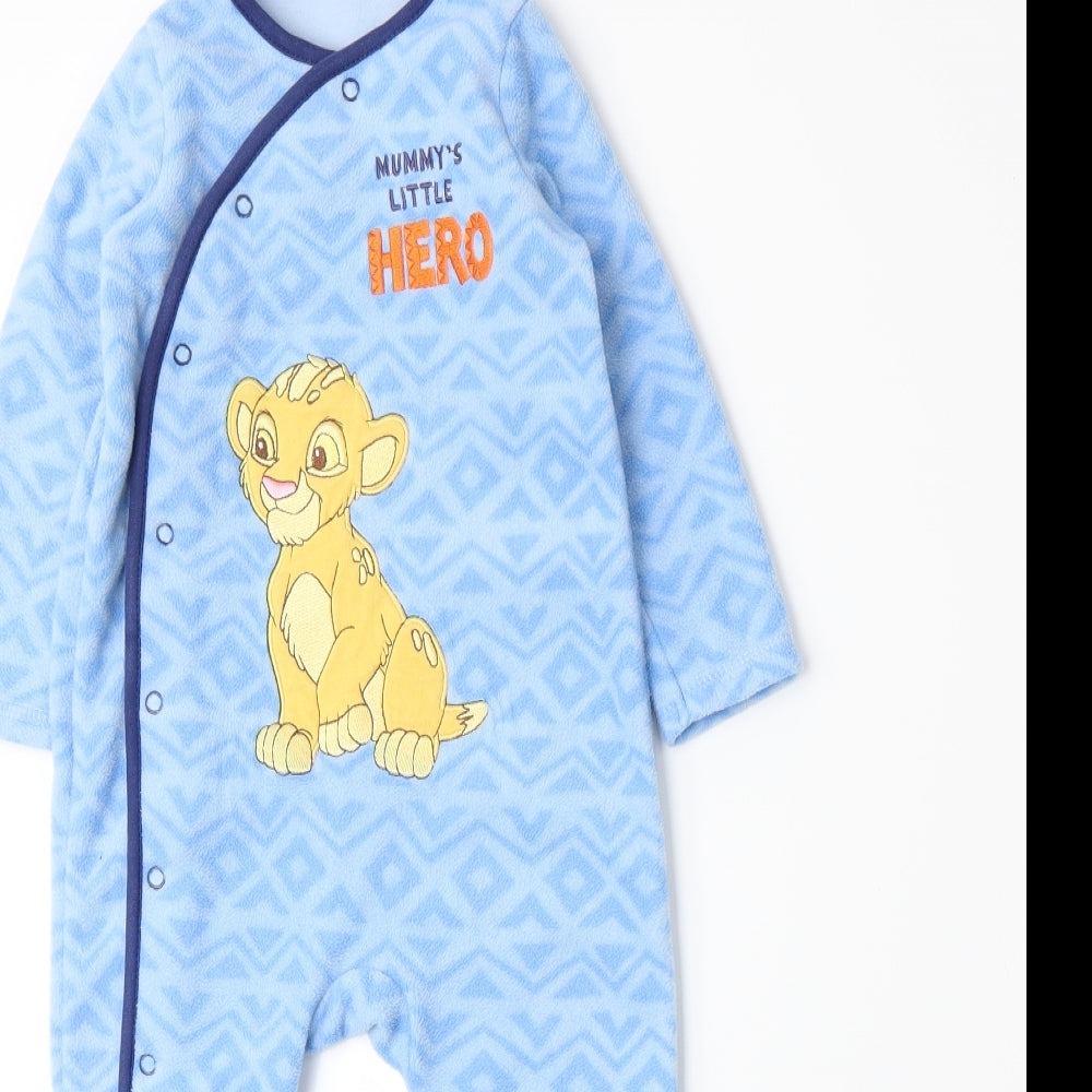 Disney Baby Boys Blue Geometric  Babygrow One-Piece Size 12-18 Months