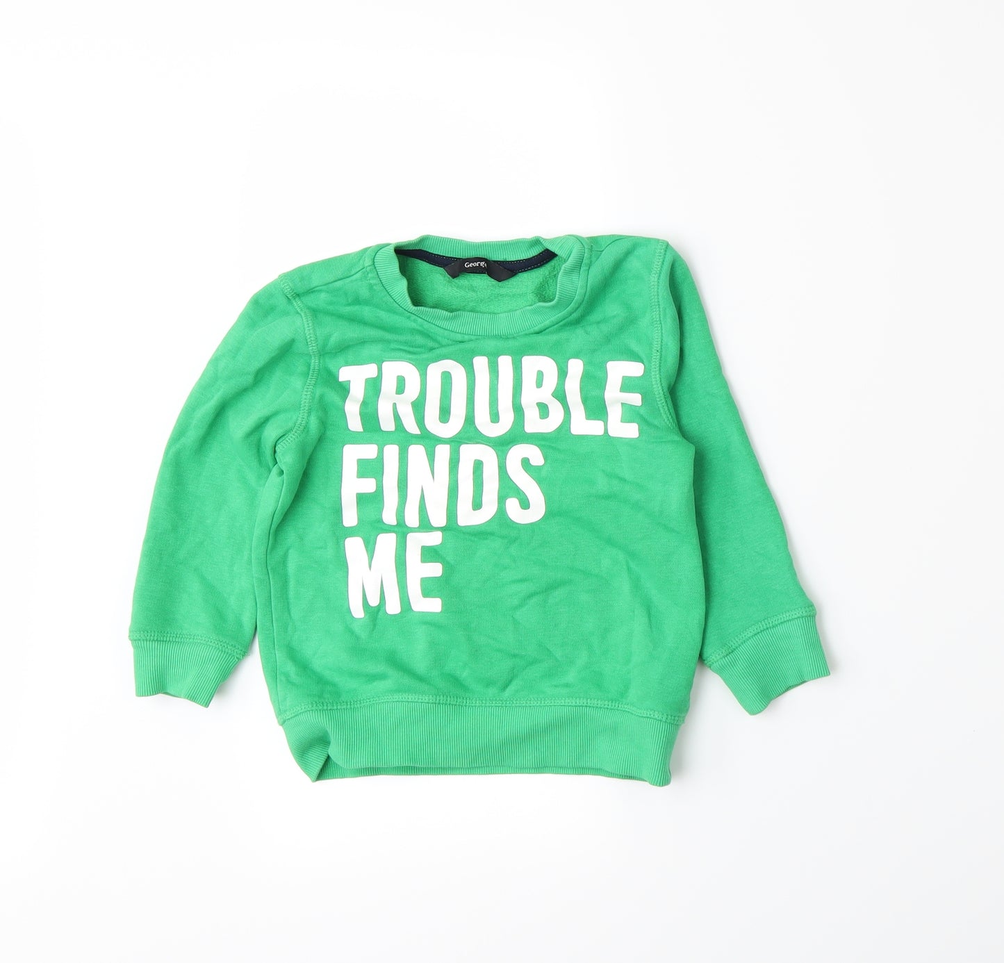 George Boys Green  Jersey Pullover Sweatshirt Size 2-3 Years