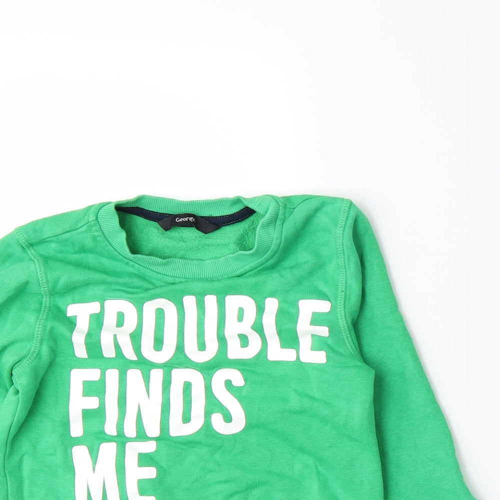 George Boys Green  Jersey Pullover Sweatshirt Size 2-3 Years