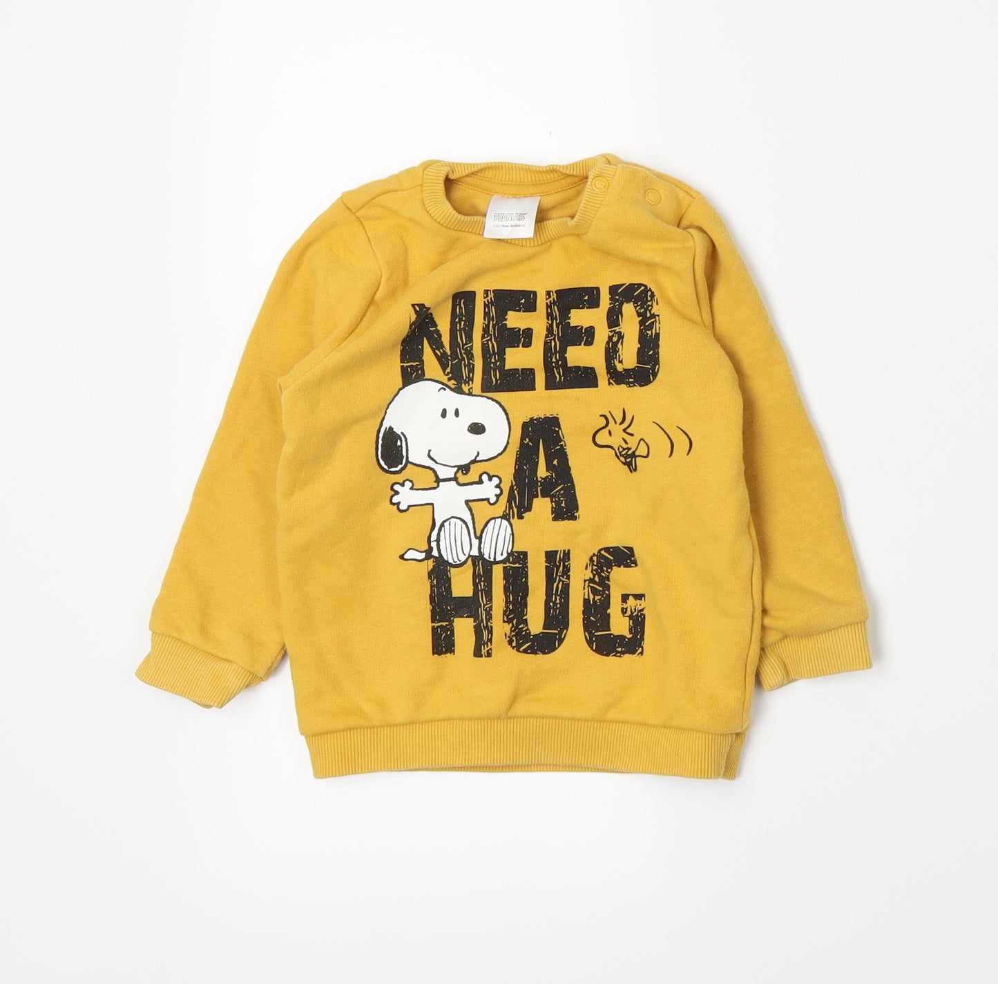 Peanuts Boys Yellow  Jersey Pullover Jumper Size 18-24 Months