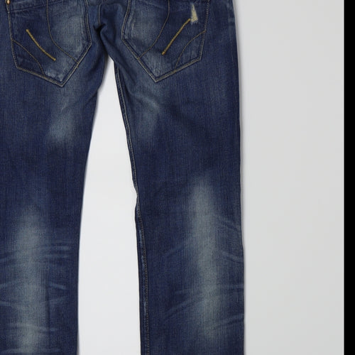 Fornarina Womens Blue  Denim Straight Jeans Size 8 L28 in