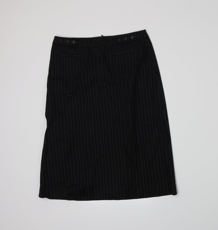 NAFNAF Womens Black Striped A-Line Skirt Size 8