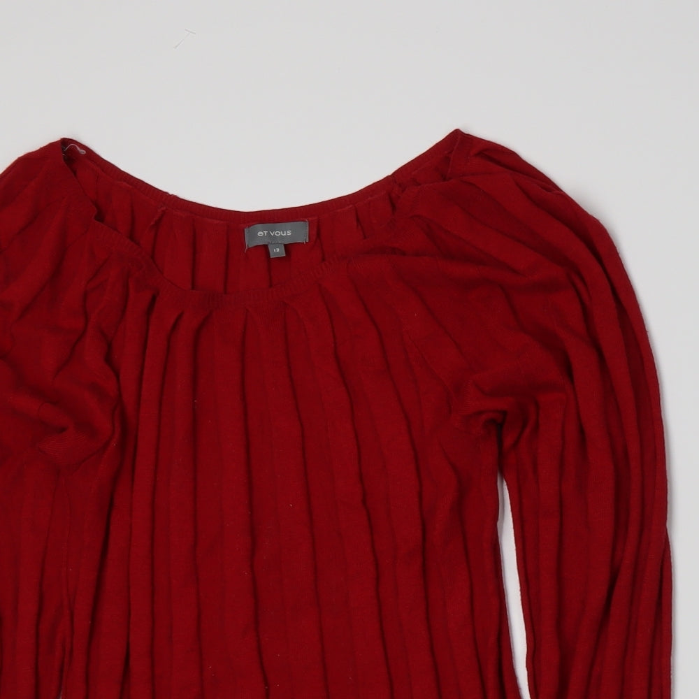 et vous Womens Red  Knit Pullover Jumper Size 12