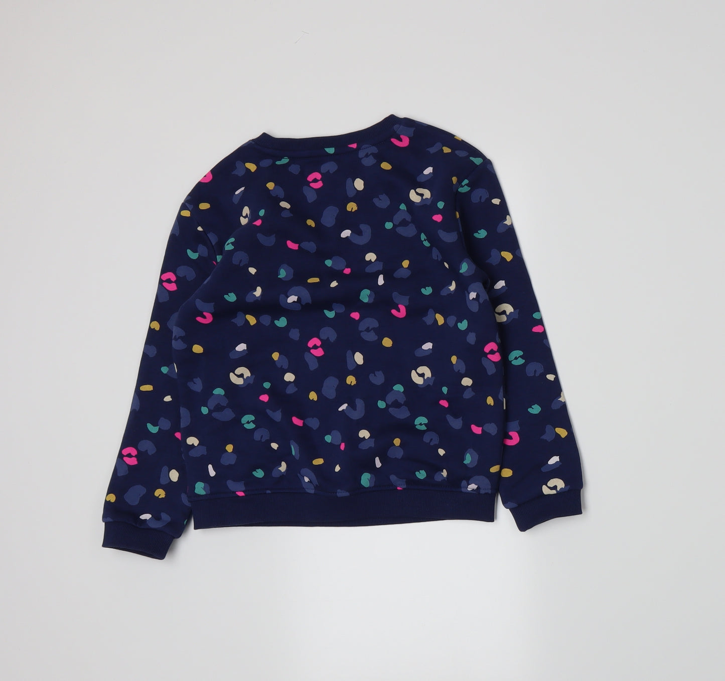 Marks and Spencer Girls Blue Spotted Jersey Pullover Sweatshirt Size 6-7 Years