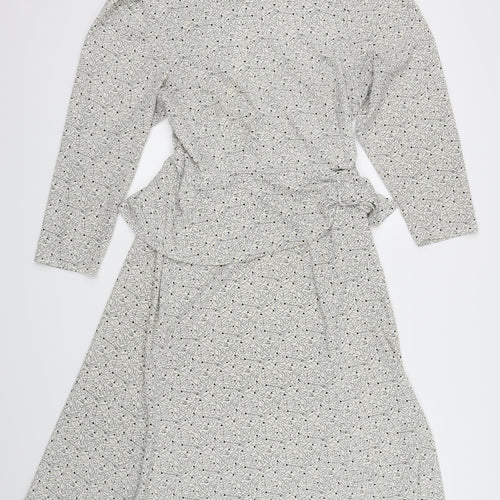 Debenhams Womens White Geometric Rayon Maxi  Size 14  - Shoulder pads
