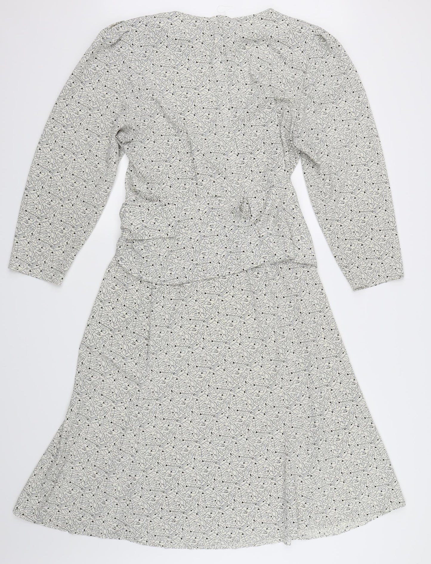 Debenhams Womens White Geometric Rayon Maxi  Size 14  - Shoulder pads