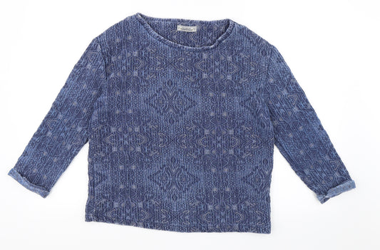 Pull&Bear Womens Blue Geometric  Pullover Sweatshirt Size M