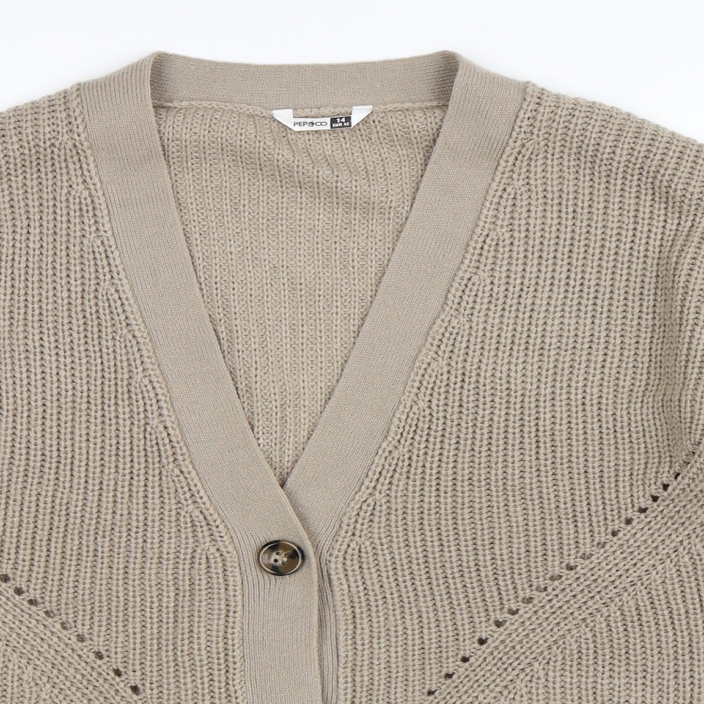 Pep & co Womens Beige   Cardigan Jumper Size 14