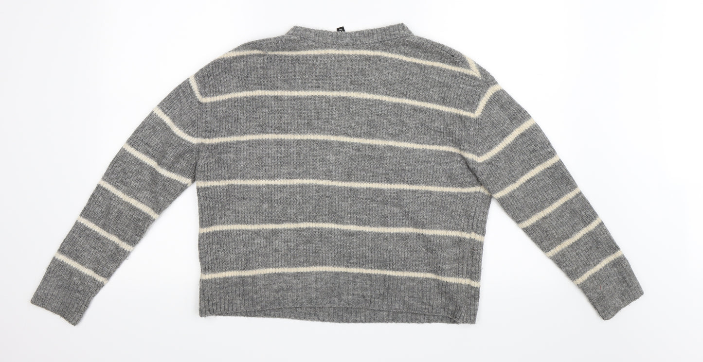 H&M Womens Grey Striped  Pullover Jumper Size XS