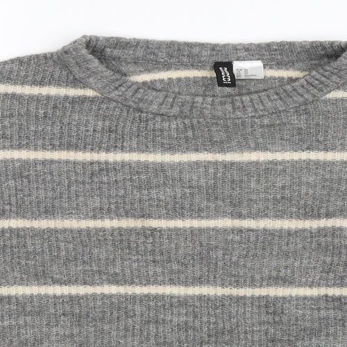 H&M Womens Grey Striped  Pullover Jumper Size XS
